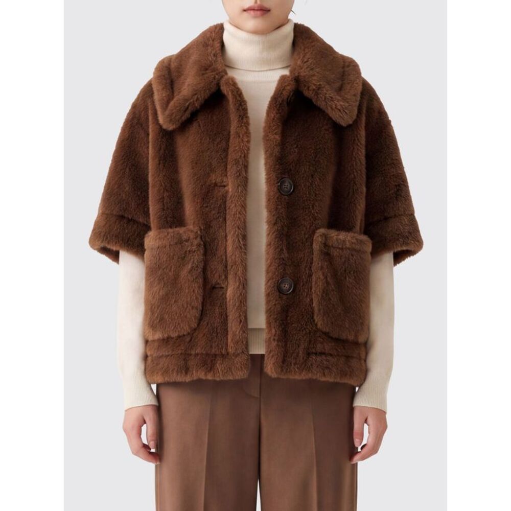 Max Mara Women Max Mara Short Camel Fur Jacket With Classic Collar